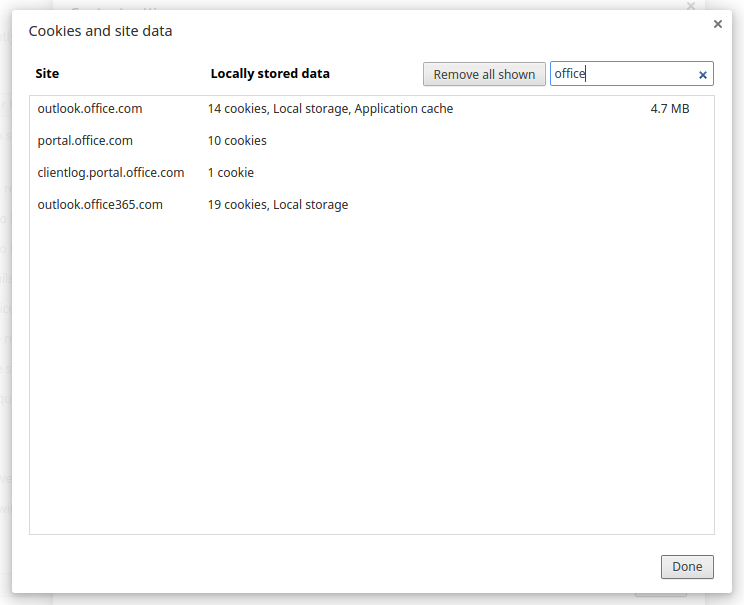 Screenshot showing ‘office’ typed into the search box