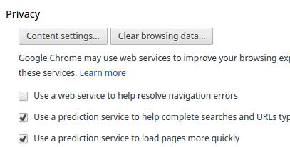 Screenshot showing the button ‘Content settings’